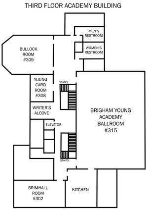 A map of the third floor of the Provo Library Academy Wing